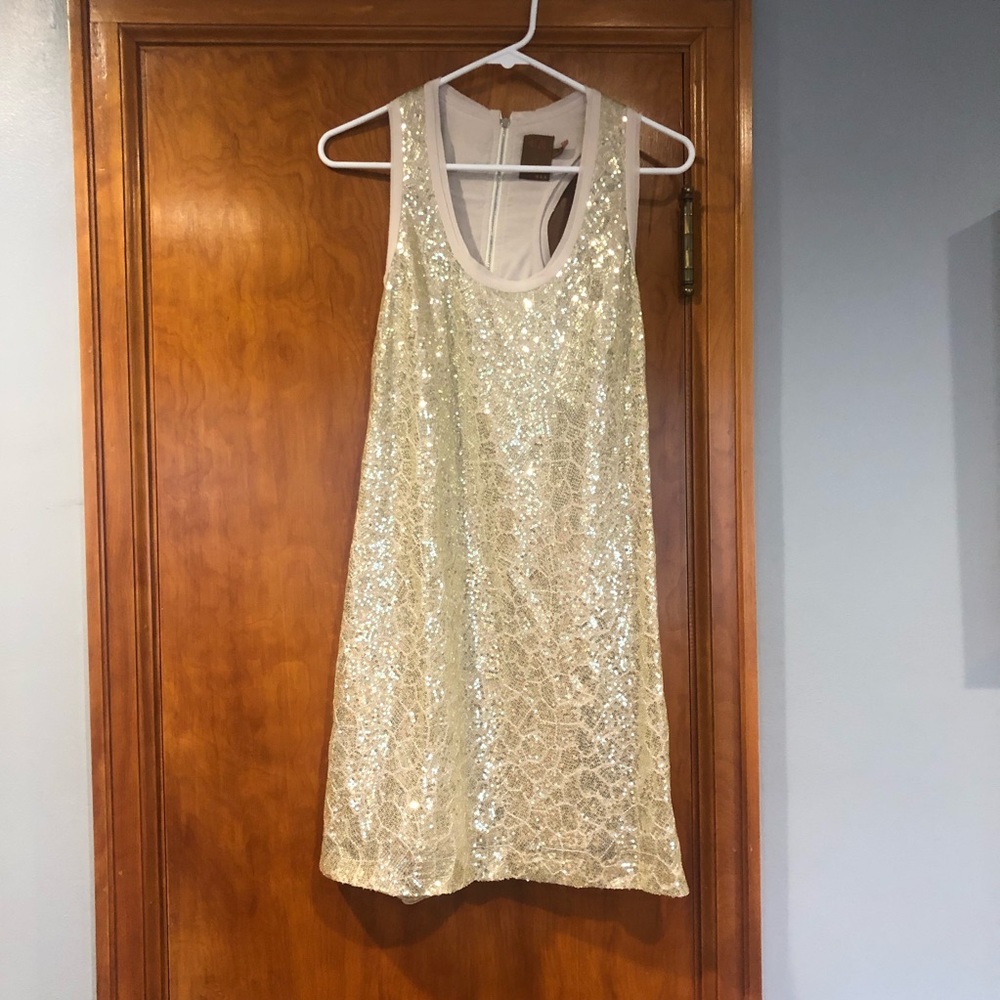 Gold sequin mini dress